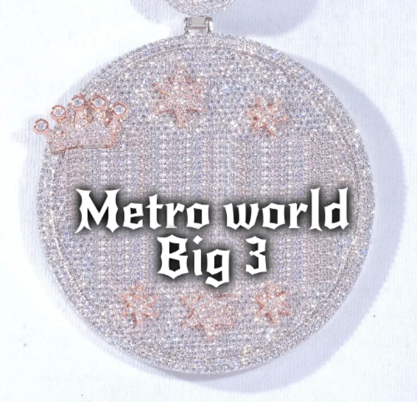 CUSTOM LETTER NECKLACE 3D BIG CROWN DISC sold by The GUU Shop