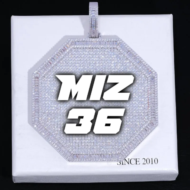 CUSTOM LETTER NECKLACE 3D BIG OCTAGON sold by The GUU Shop