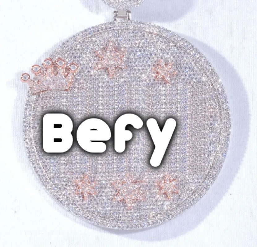 CUSTOM LETTER NECKLACE 3D BIG CROWN DISC sold by The GUU Shop