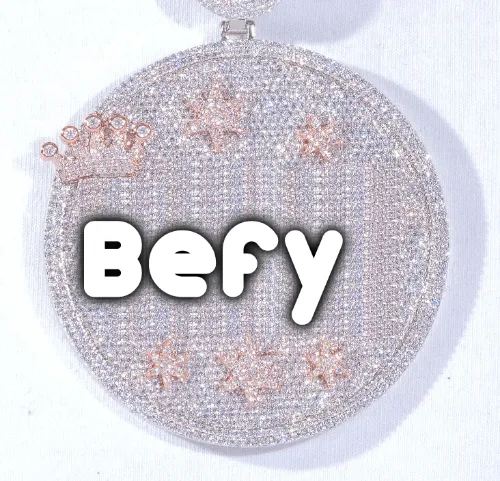 CUSTOM LETTER NECKLACE 3D BIG CROWN DISC sold by The GUU Shop