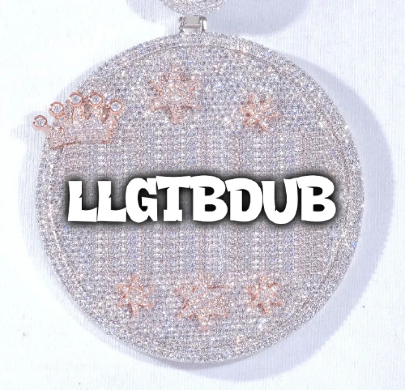 CUSTOM LETTER NECKLACE 3D BIG CROWN DISC sold by The GUU Shop