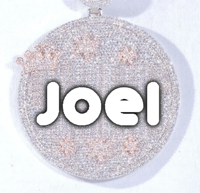 CUSTOM LETTER NECKLACE 3D BIG CROWN DISC sold by The GUU Shop