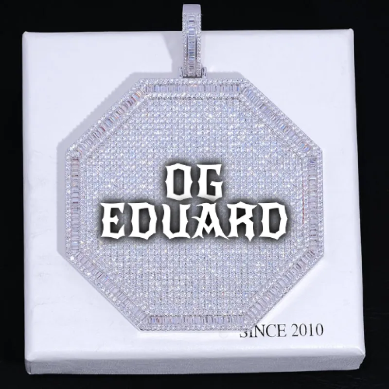 CUSTOM LETTER NECKLACE 3D BIG OCTAGON sold by The GUU Shop