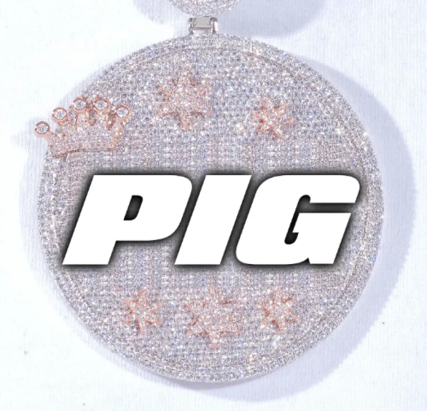 CUSTOM LETTER NECKLACE 3D BIG CROWN DISC sold by The GUU Shop