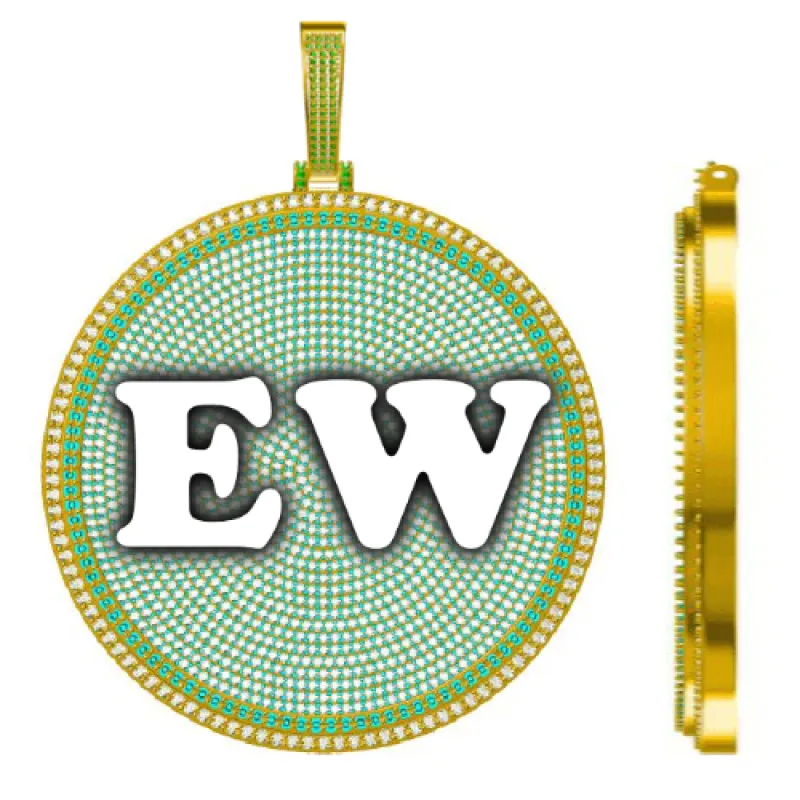 CUSTOM LETTER NECKLACE 3D BIG DISC sold by The GUU Shop