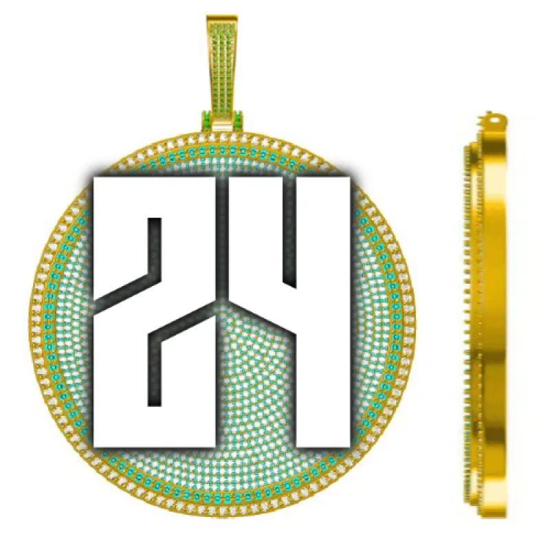 CUSTOM LETTER NECKLACE 3D BIG DISC sold by The GUU Shop