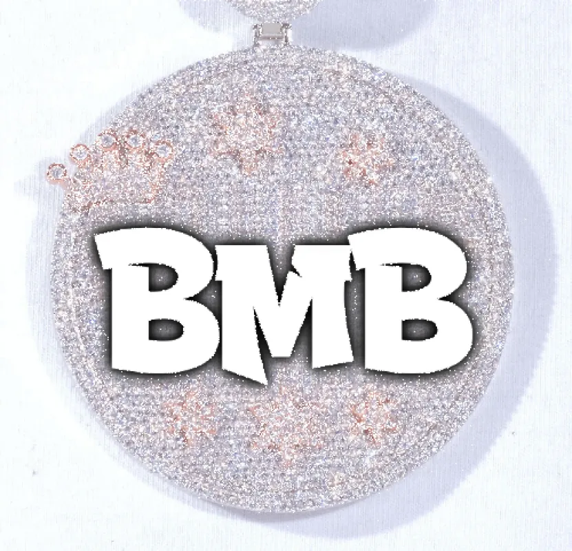 CUSTOM LETTER NECKLACE 3D BIG CROWN DISC sold by The GUU Shop