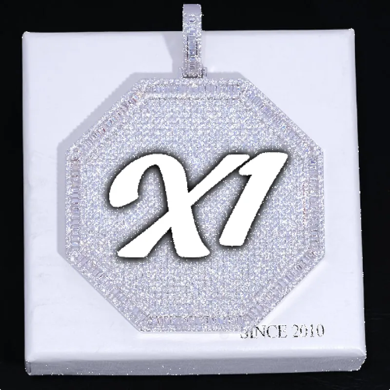 CUSTOM LETTER NECKLACE 3D BIG OCTAGON sold by The GUU Shop