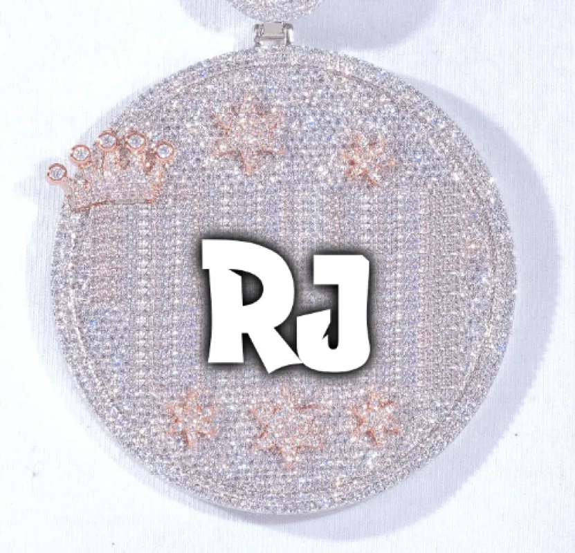 CUSTOM LETTER NECKLACE 3D BIG CROWN DISC made by The GUU Shop
