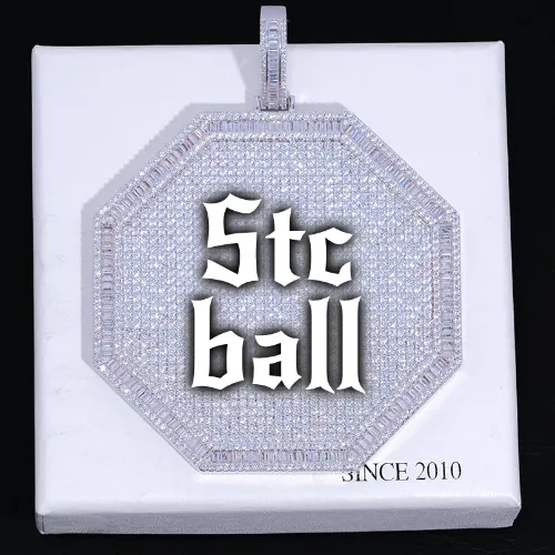 CUSTOM LETTER NECKLACE 3D BIG OCTAGON sold by The GUU Shop