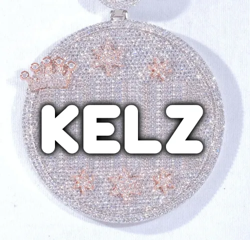 CUSTOM LETTER NECKLACE 3D BIG CROWN DISC sold by The GUU Shop