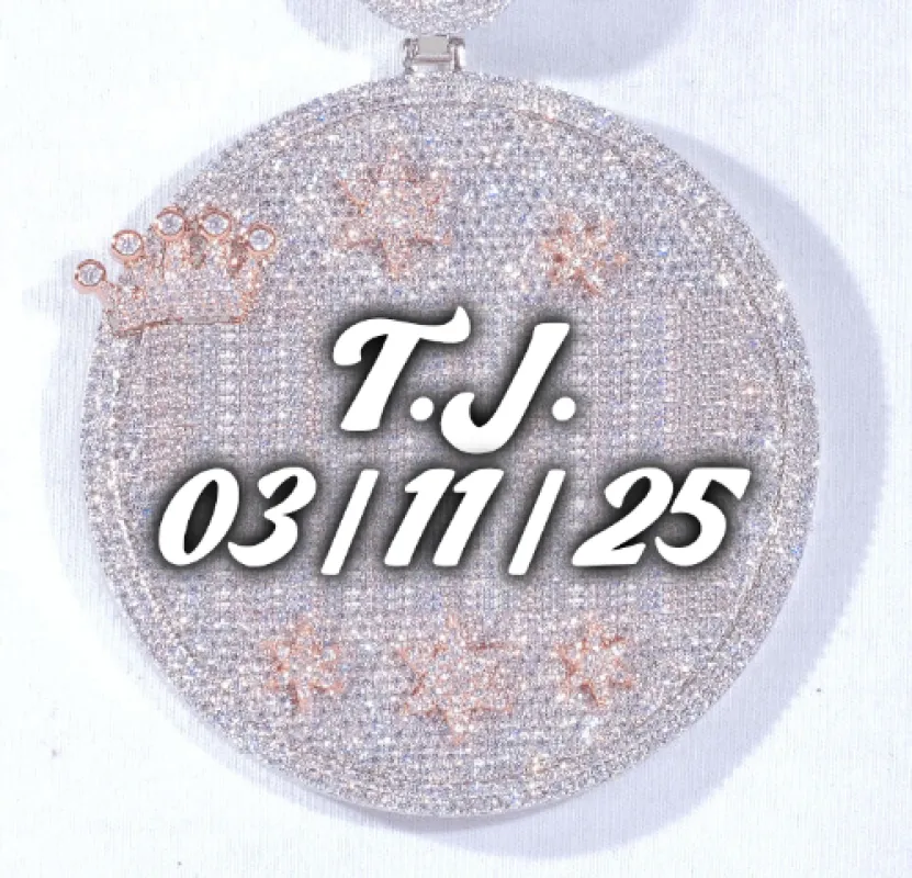 CUSTOM LETTER NECKLACE 3D BIG CROWN DISC sold by The GUU Shop