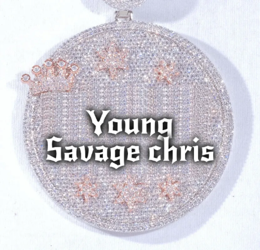 CUSTOM LETTER NECKLACE 3D BIG CROWN DISC sold by The GUU Shop