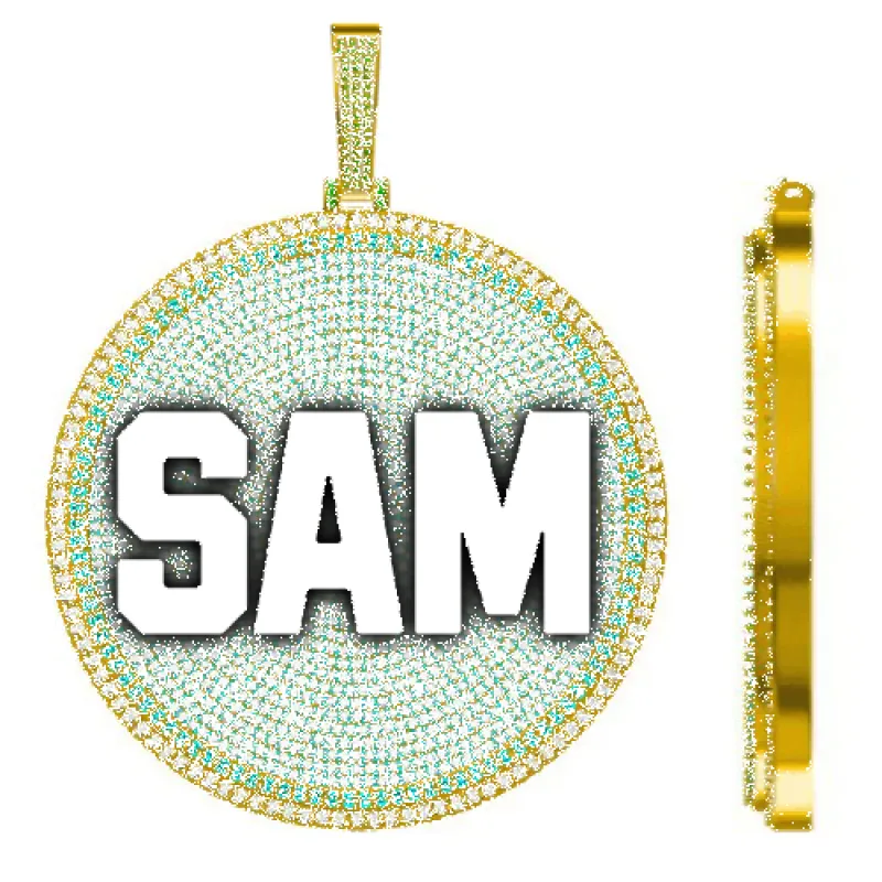 CUSTOM LETTER NECKLACE 3D BIG DISC sold by The GUU Shop