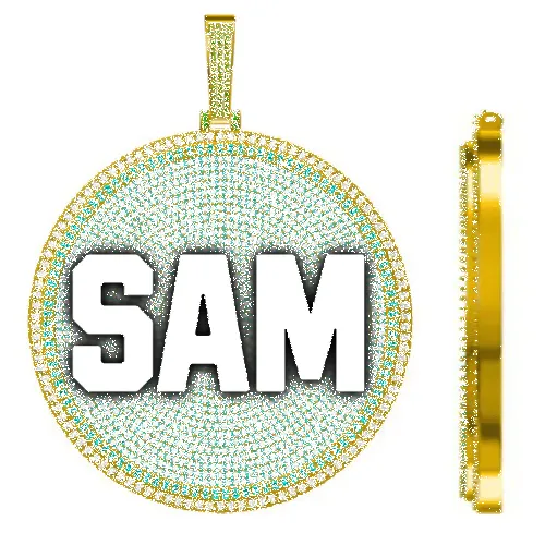 CUSTOM LETTER NECKLACE 3D BIG DISC sold by The GUU Shop