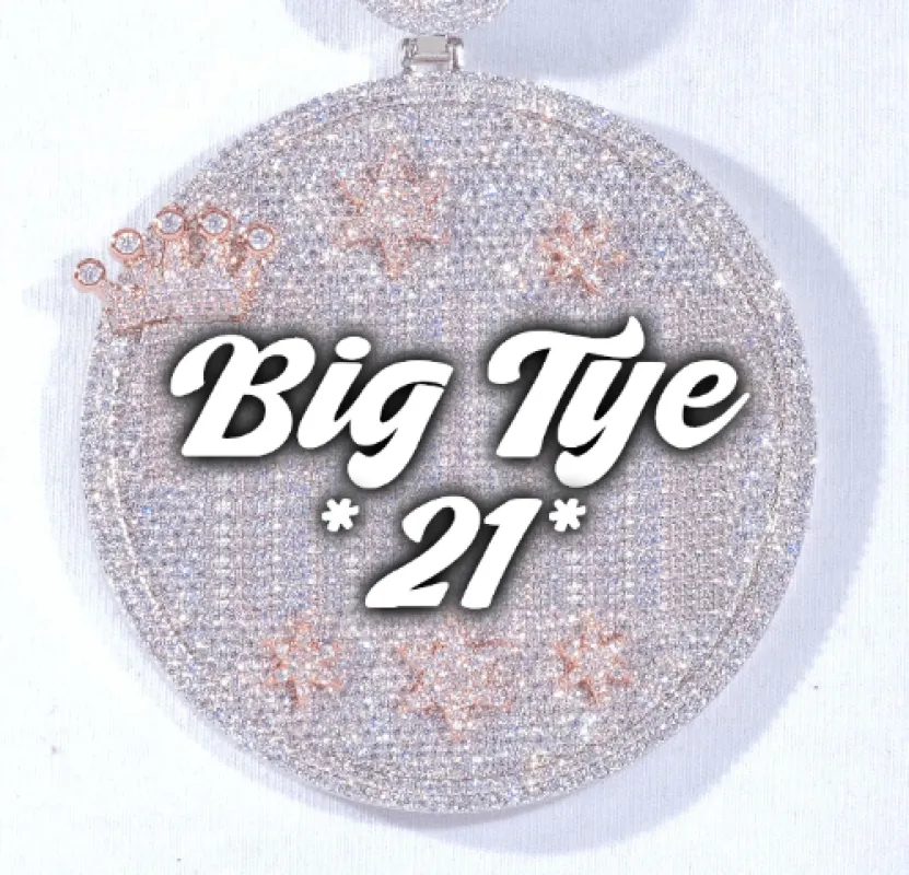 CUSTOM LETTER NECKLACE 3D BIG CROWN DISC sold by The GUU Shop