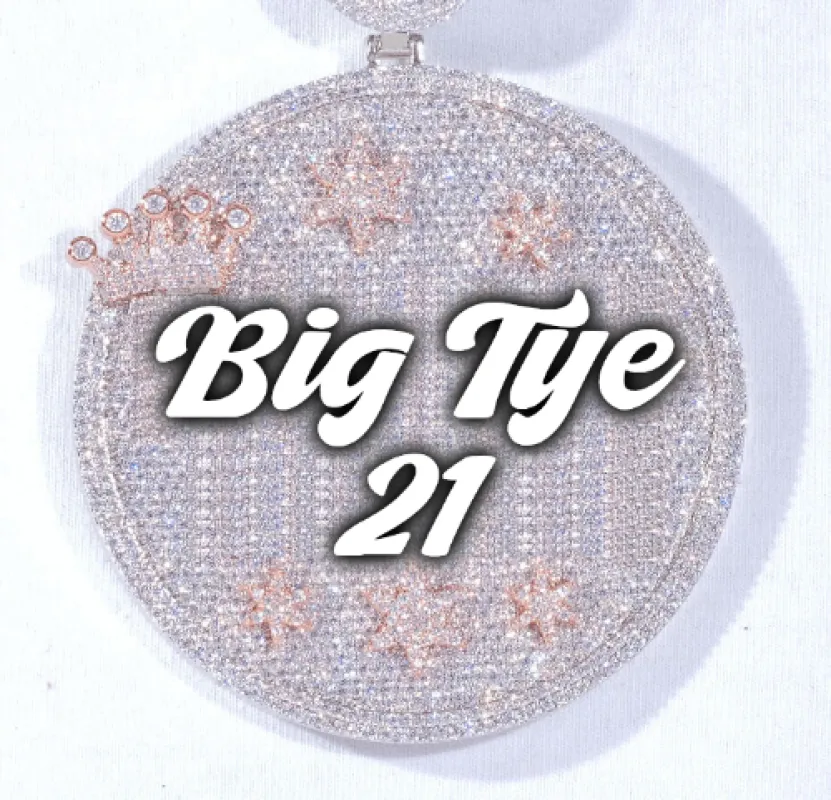 CUSTOM LETTER NECKLACE 3D BIG CROWN DISC sold by The GUU Shop