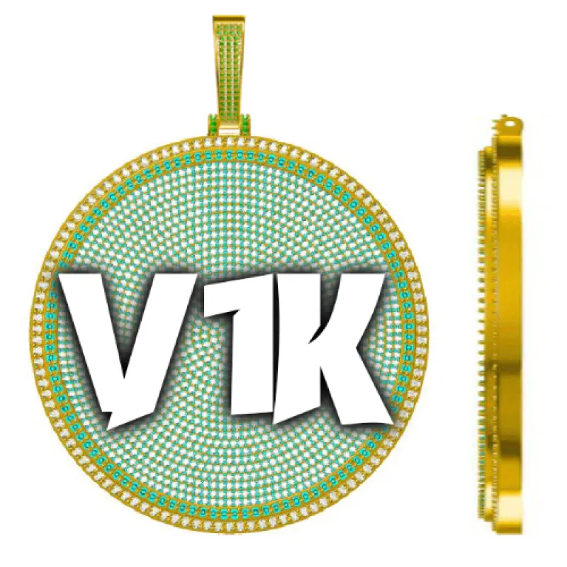 CUSTOM LETTER NECKLACE 3D BIG DISC sold by The GUU Shop