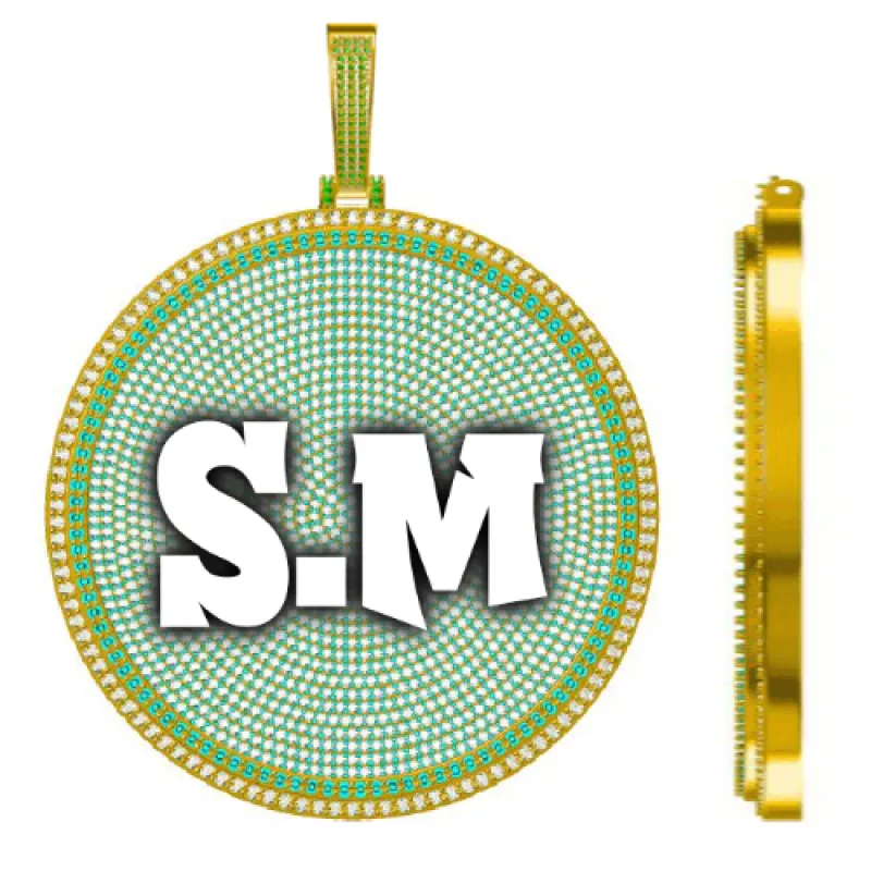 CUSTOM LETTER NECKLACE 3D BIG DISC sold by The GUU Shop