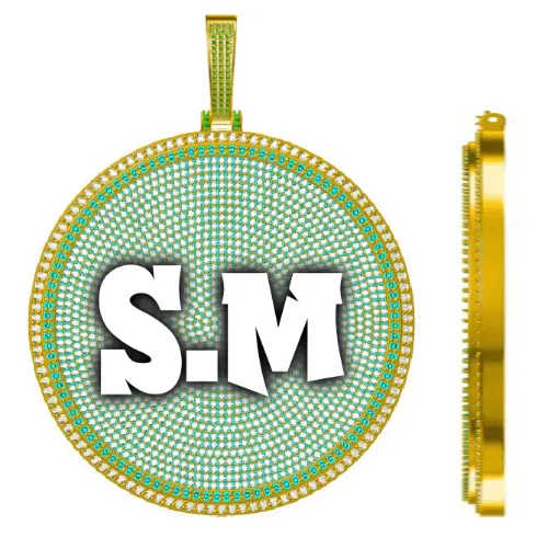 CUSTOM LETTER NECKLACE 3D BIG DISC sold by The GUU Shop