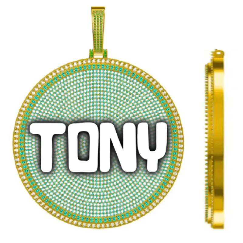 CUSTOM LETTER NECKLACE 3D BIG DISC sold by The GUU Shop