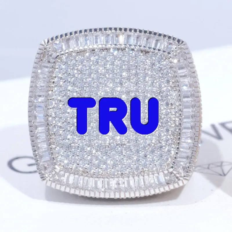 CUSTOM LETTER 3D ICED RING sold by The GUU Shop