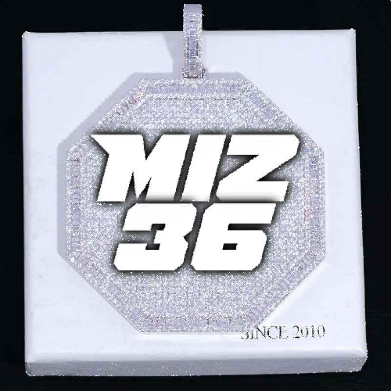 CUSTOM LETTER NECKLACE 3D BIG OCTAGON sold by The GUU Shop