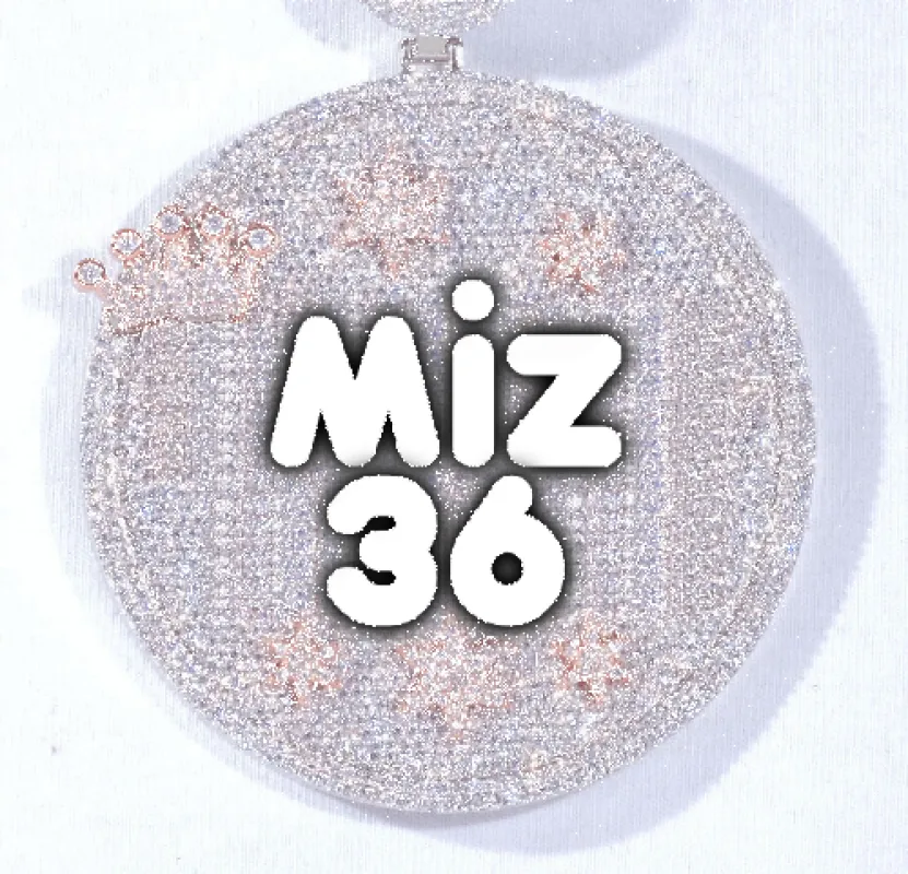 CUSTOM LETTER NECKLACE 3D BIG CROWN DISC sold by The GUU Shop