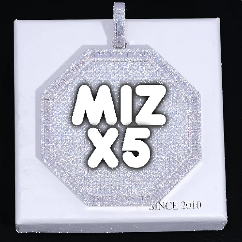 CUSTOM LETTER NECKLACE 3D BIG OCTAGON sold by The GUU Shop