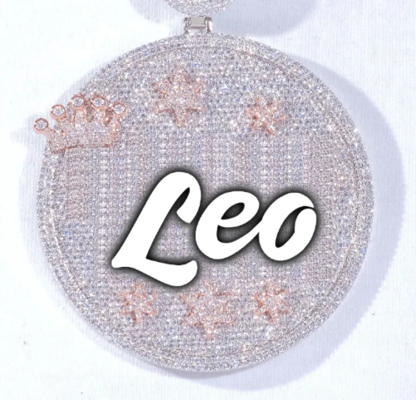 CUSTOM LETTER NECKLACE 3D BIG CROWN DISC sold by The GUU Shop