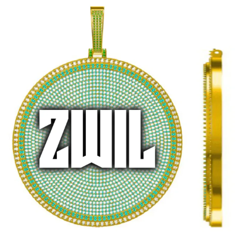 CUSTOM LETTER NECKLACE 3D BIG DISC sold by The GUU Shop