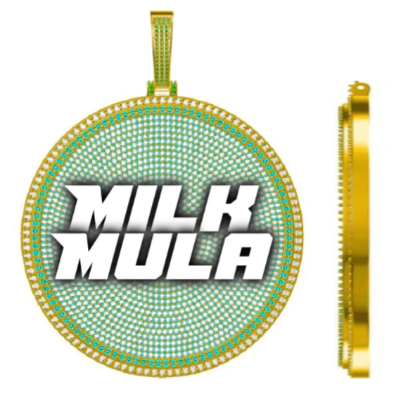 CUSTOM LETTER NECKLACE 3D BIG DISC sold by The GUU Shop