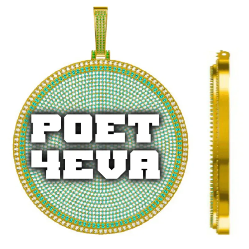 CUSTOM LETTER NECKLACE 3D BIG DISC sold by The GUU Shop