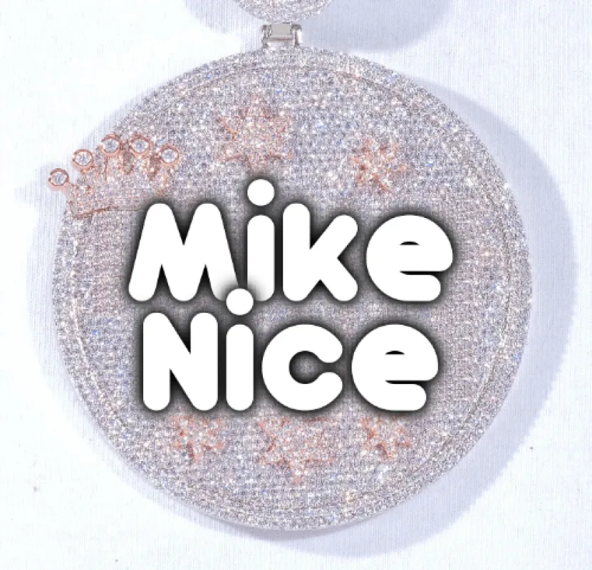 CUSTOM LETTER NECKLACE 3D BIG CROWN DISC sold by The GUU Shop