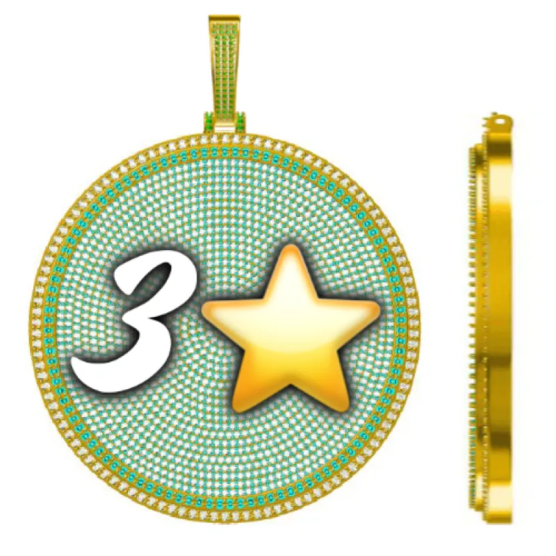 CUSTOM LETTER NECKLACE 3D BIG DISC sold by The GUU Shop