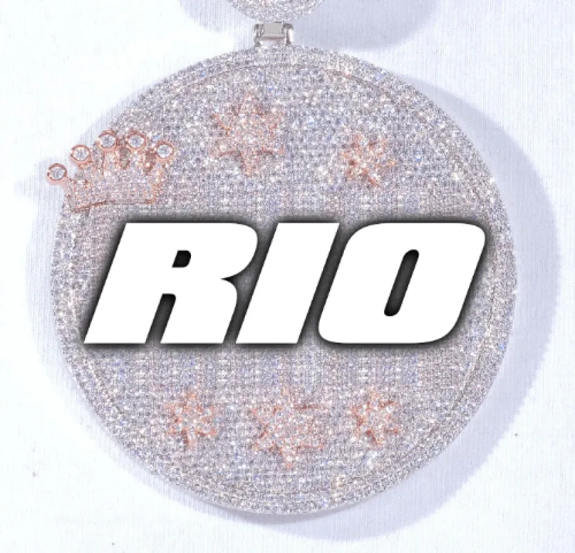 CUSTOM LETTER NECKLACE 3D BIG CROWN DISC sold by The GUU Shop