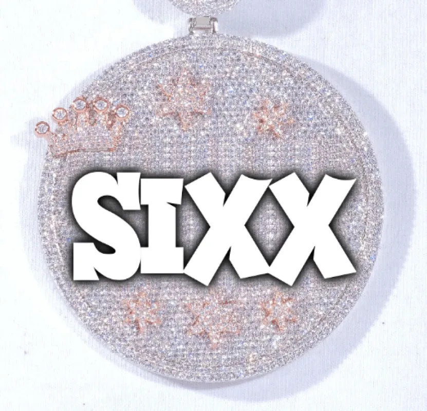 CUSTOM LETTER NECKLACE 3D BIG CROWN DISC sold by The GUU Shop