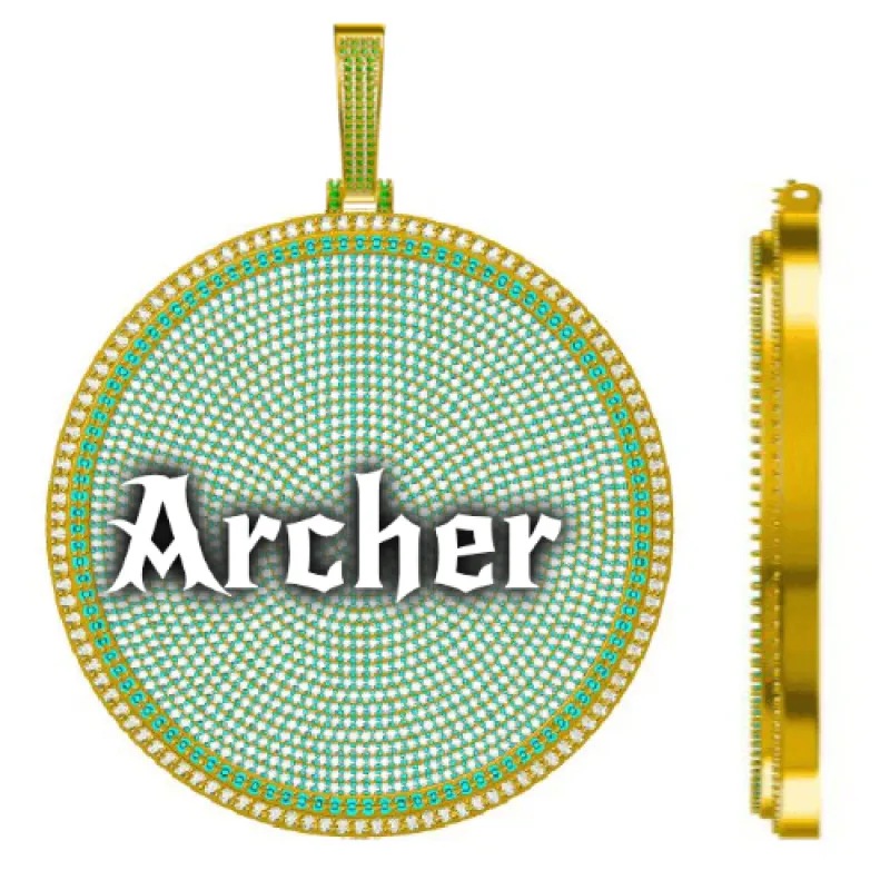 CUSTOM LETTER NECKLACE 3D BIG DISC sold by The GUU Shop