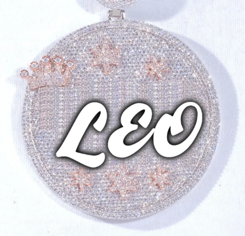 CUSTOM LETTER NECKLACE 3D BIG CROWN DISC sold by The GUU Shop