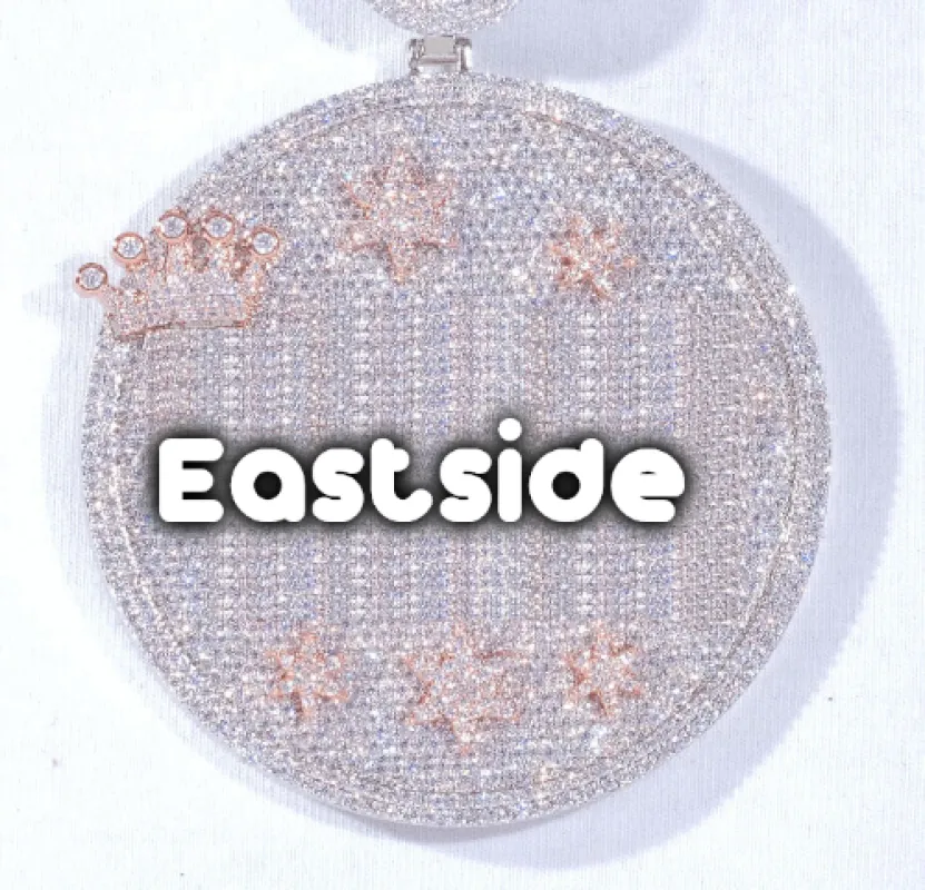 CUSTOM LETTER NECKLACE 3D BIG CROWN DISC sold by The GUU Shop