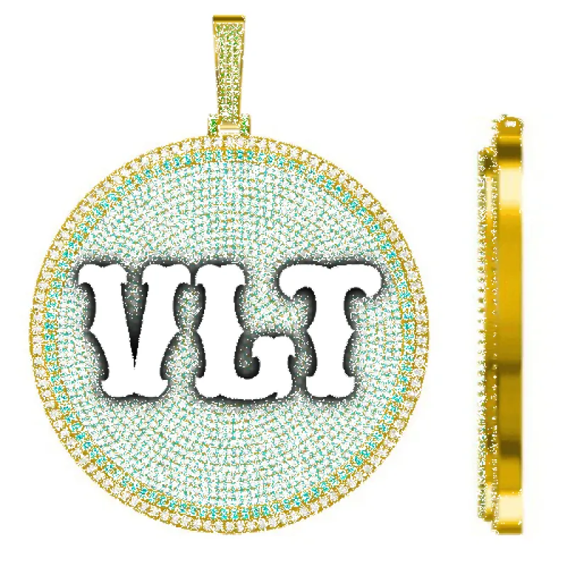 CUSTOM LETTER NECKLACE 3D BIG DISC sold by The GUU Shop