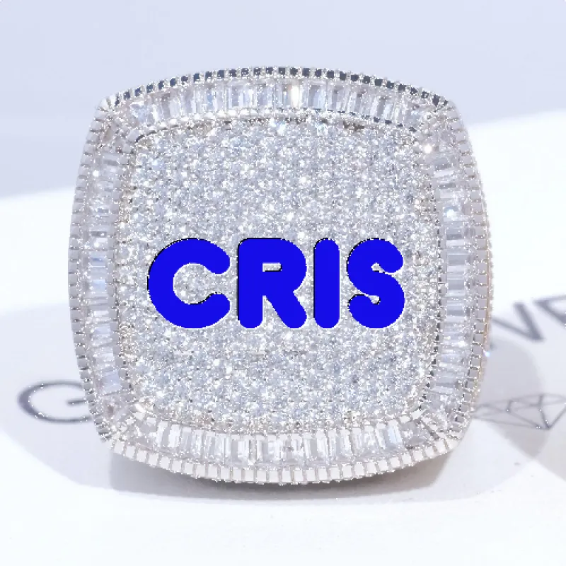 CUSTOM LETTER 3D ICED RING sold by The GUU Shop