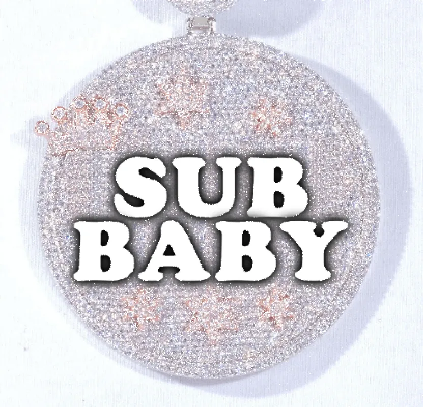 CUSTOM LETTER NECKLACE 3D BIG CROWN DISC sold by The GUU Shop