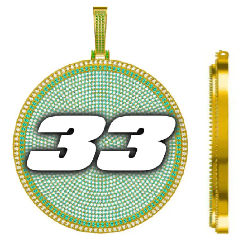 CUSTOM LETTER NECKLACE 3D BIG DISC sold by The GUU Shop