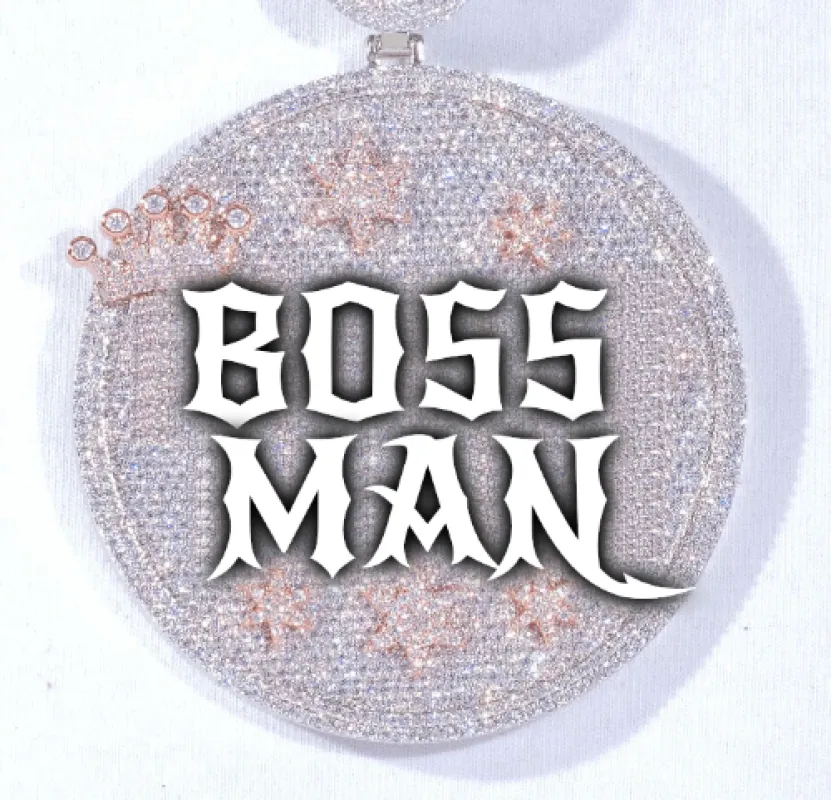 CUSTOM LETTER NECKLACE 3D BIG CROWN DISC sold by The GUU Shop