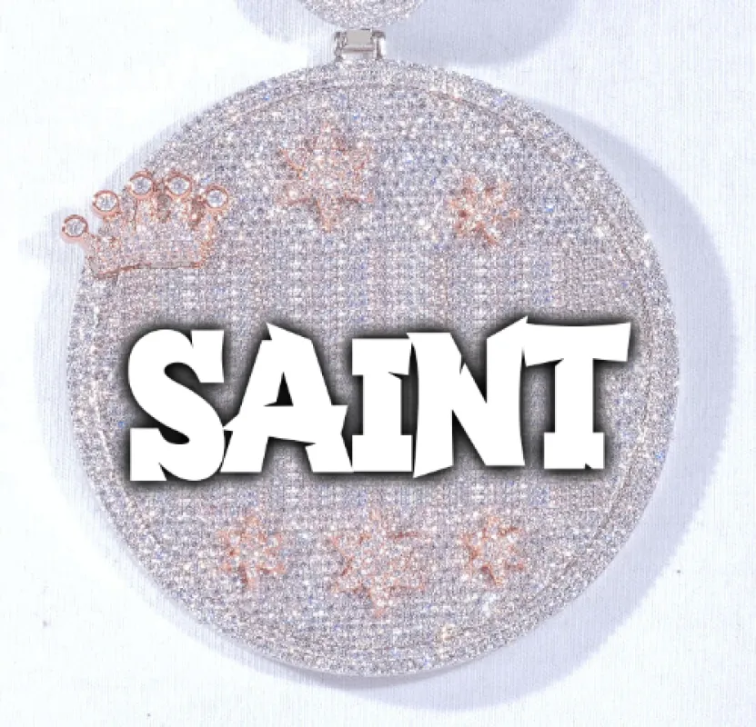 CUSTOM LETTER NECKLACE 3D BIG CROWN DISC sold by The GUU Shop