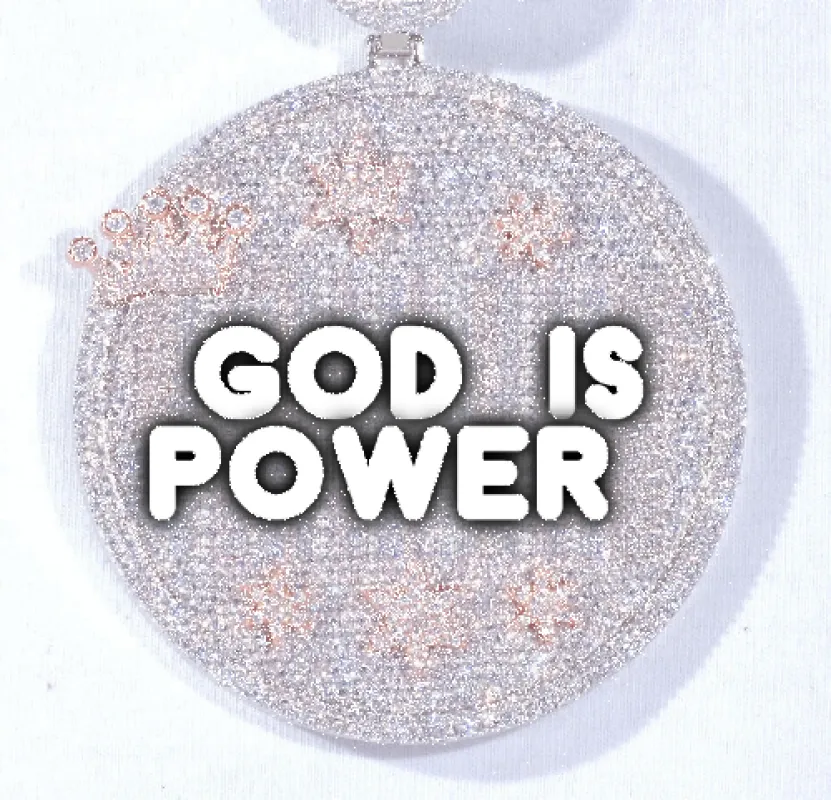 CUSTOM LETTER NECKLACE 3D BIG CROWN DISC sold by The GUU Shop