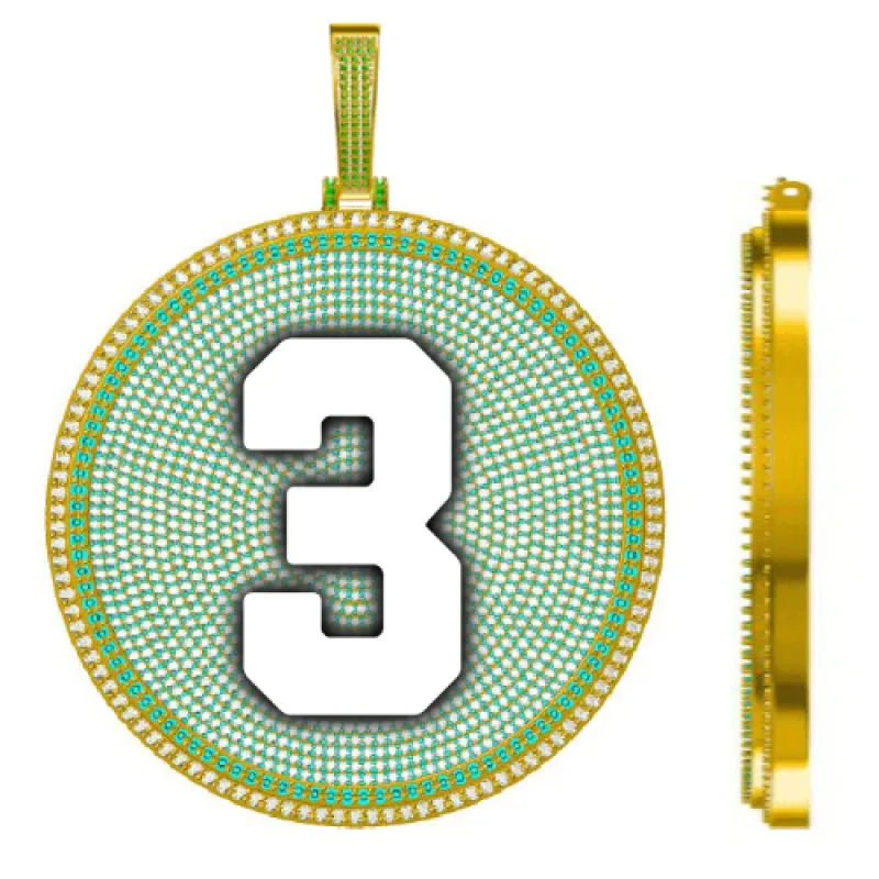 CUSTOM LETTER NECKLACE 3D BIG DISC sold by The GUU Shop