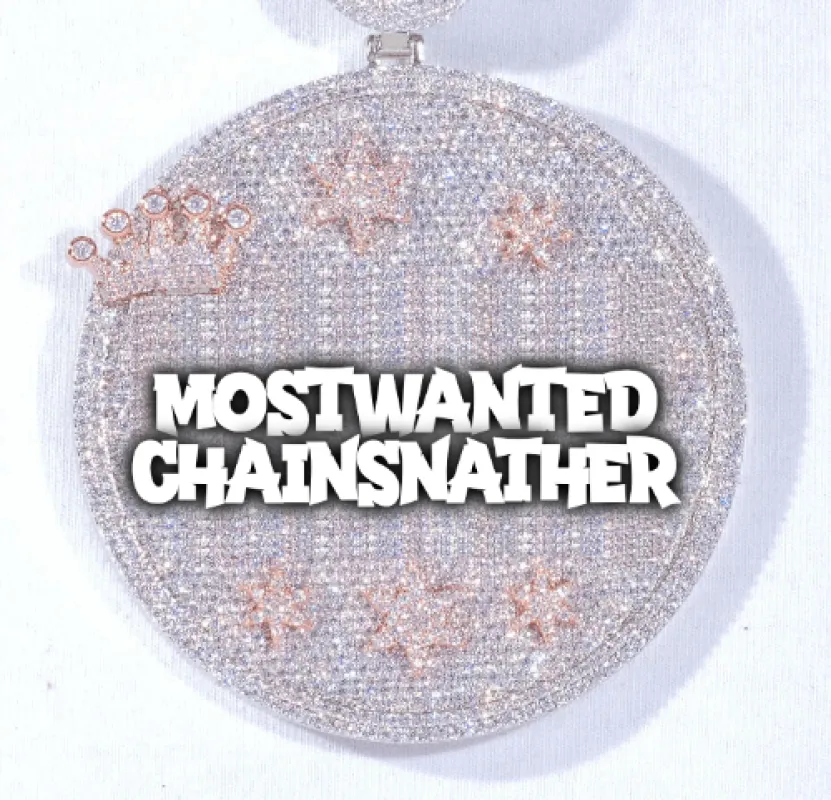 CUSTOM LETTER NECKLACE 3D BIG CROWN DISC sold by The GUU Shop