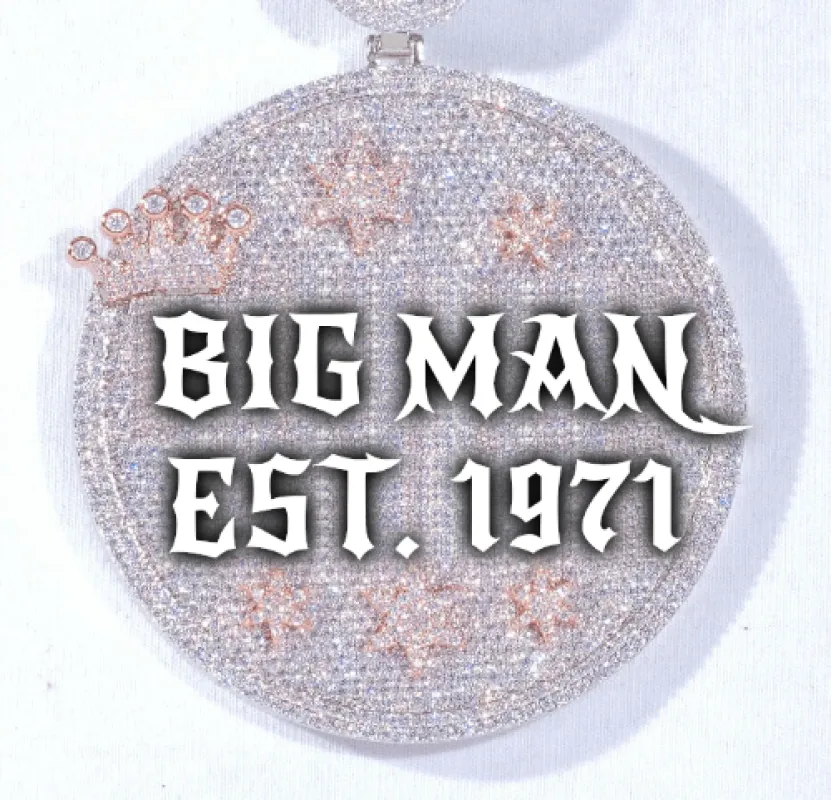 CUSTOM LETTER NECKLACE 3D BIG CROWN DISC sold by The GUU Shop